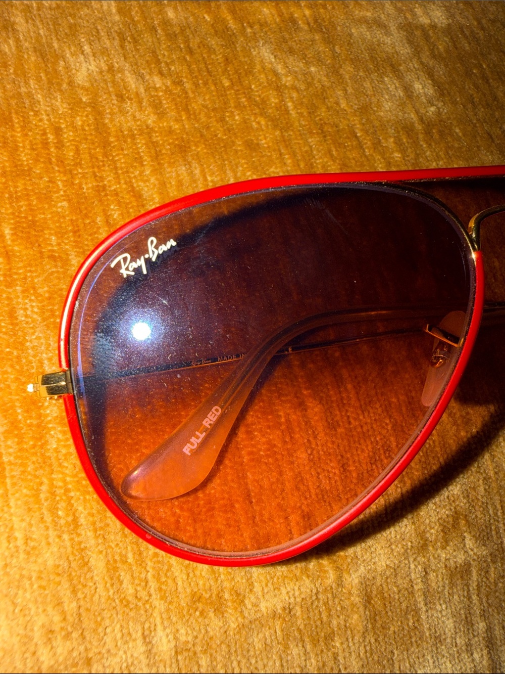 Ray-Ban Red and Gold Aviator Sunglasses with Brown Gradient Lenses - Picture 2 of 5